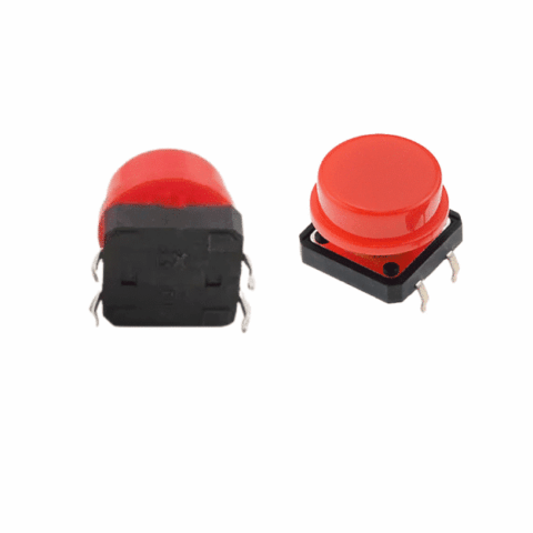 12x12x7.3mm Momentary Tact Tactile Push Button with Red Cap