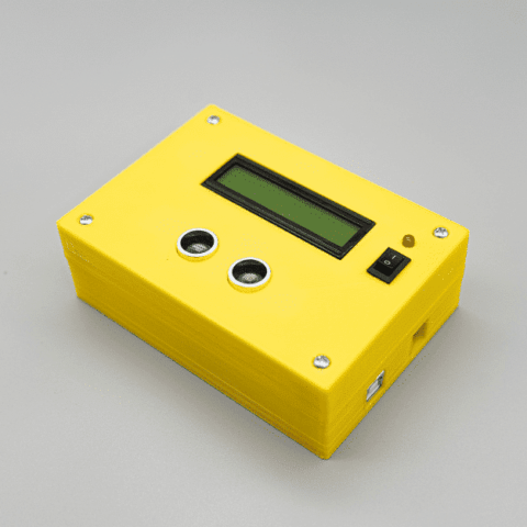 Project Enclosure for Arduino Uno, 16x2 LCD, and Ultrasonic Sensor Yellow Colour