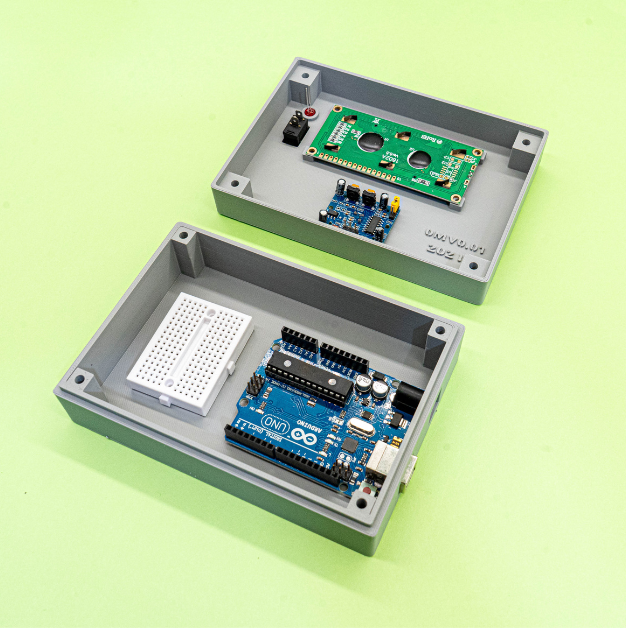 Project Enclosure for Arduino Uno, 16×2 LCD, and PIR Motion Sensor Grey Color - Image 3