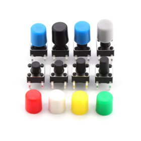 Tactile Push Button Switch 6×6mm with Cap (Multiple Colors)