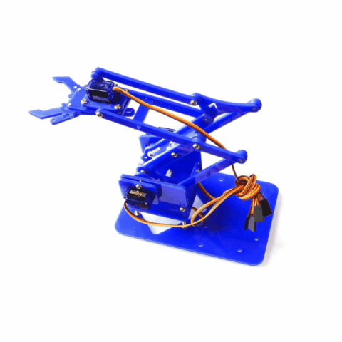 Blue DIY 4-DOF Acrylic Robot Manipulator Mechanical Arm Kit (Without Servo Motors & Controller Board)